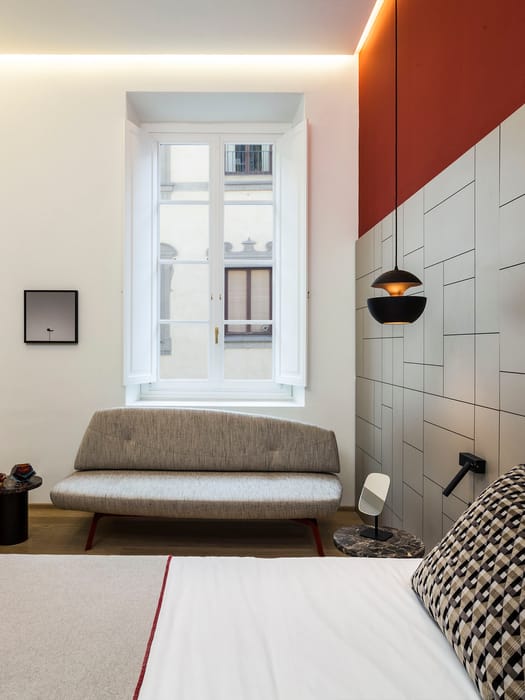 Detalle del sofá en la habitación, Hotel Milù